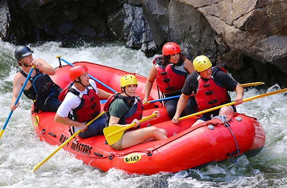 Group navigating rapids